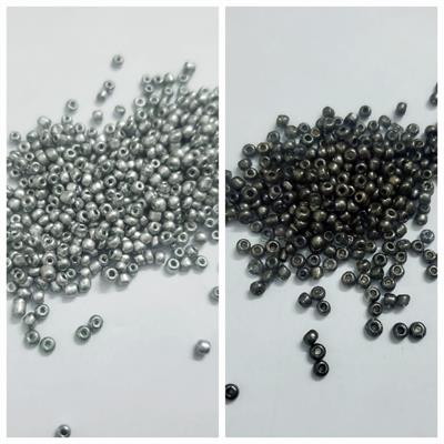 Pack of 2 Tola (1 Tola Each) Glass Round Beads, Pony Bead Crafts, DIY 2mm Grey