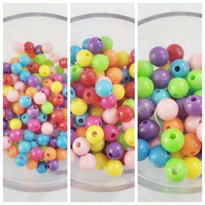 20 gm Mixed Dark Color Round Acrylic Pearls Plastic Beads With Hole 6mm/8mm/10mm