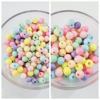 20 gm Mixed Light Color Round Acrylic Pearls Plastic Beads With Hole 6mm/8mm