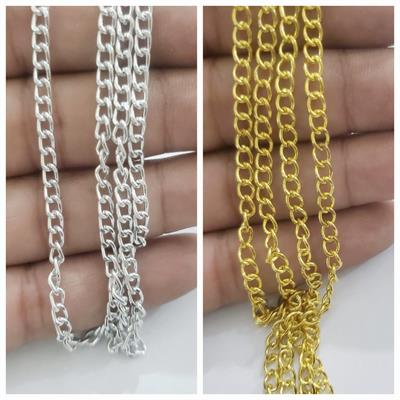 1 Gaz Stainless Steel Chains Silver & Golden Color Necklace Link Chains for DIY 4mm