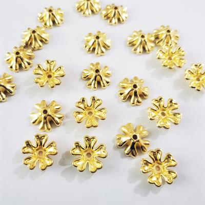 10 gm Golden flowers beads With Holes, 15mm DIY Crafts