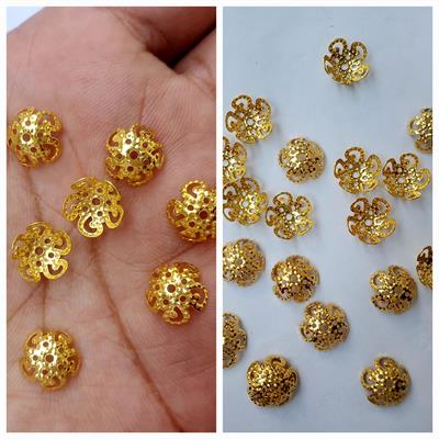 Pack Of 30 Pcs Golden Acylic Tassel making End Caps Crafts DIY Arts Making 10mm Metal