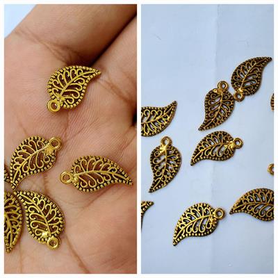 5 Pcs Golden Acylic Tassel making End Caps Crafts DIY Arts Making Metal 18mm Leaf