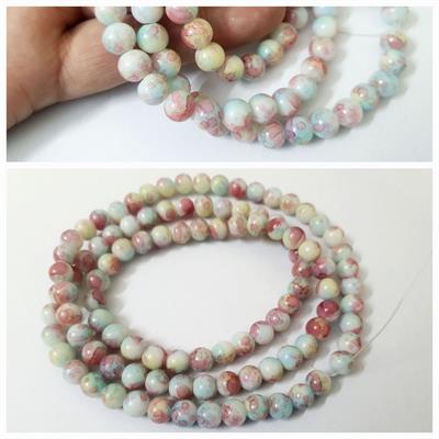 50 Pcs Round Glass High Quality Beads 8mm Craft Sets DIY, In  Multicolor Shade