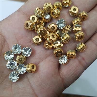 40 Pcs Crystal Acrylic Sew On Rhinestones With Golden Base Crystal Nug 8mm