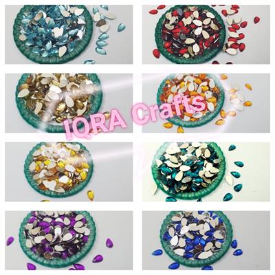 100 Pcs Shiny Kundan Beads DIY Sewing Craft Sets 10 mm Drop Shape For Clothing Resins