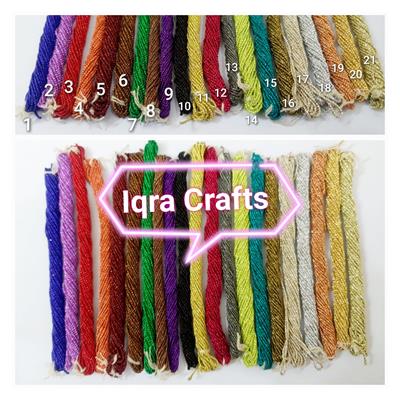 Pack Of 2 (4.5 gaz Each) Metallic Cord Rope Lurex, 1mm Crafts in Various Colors