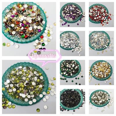 300 Plus Pcs Shiny Kundan Beads DIY Sewing Craft Sets Small Size 6mm Resins