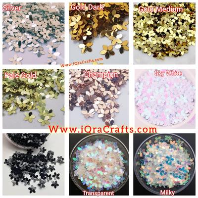 10 Gm Flower Shape, Loose Sequins in Transparent & White Multicolor Color