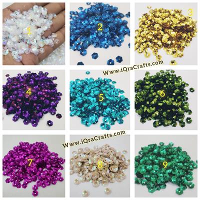 1 Tola Flower Sitaray in Various Colors, Beautiful Design, Sequins Craft Supplies 7mm