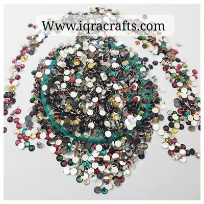 300 Plus Pcs Shiny Kundan Beads DIY Sewing Craft Sets Small Size 4mm Resins