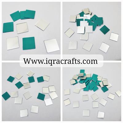 100 Pcs (25 pcs Each) Glass Square Shape Mirror Craft And Also Used In Embroidery, 1.2/1.41.8/2.2 cm