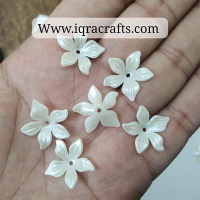 40 Pcs Ivory Flower Cap, Acrylic Flower Beads Petal Cabochon 2cm 