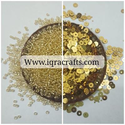 Pack of 2 Tola (1 tola each) glass pony beads & 4mm Disc Sequins 