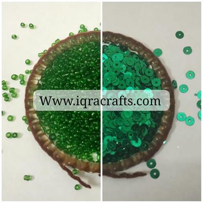Pack of 2 Tola (1 tola each) glass pony beads & 4mm Disc Sequins