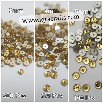 1 Pack Crystal Acrylic Sew On Rhinestones Tiny Flatback Beads DIY Crafts, Gold (3mm,4mm,5mm,8mm)