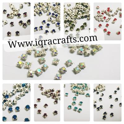 1 Pack (150 Pcs) Multi Sizes Crystal Acrylic Sew On Rhinestones 3mm