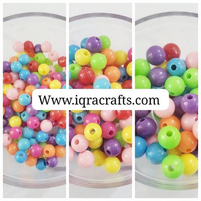 20 gm Mixed Dark Color Round Acrylic Pearls Plastic Beads With Hole 6mm/8mm/10mm