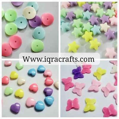 10 gm Acrylic butterfly/Heart Beads Multicolor Plastic for Making DIY Craft