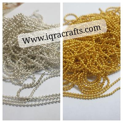2 Yard 1.5mm Ball Chain, Gold & Silver Metal Ball Chian