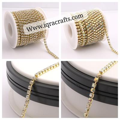 4 Gaz (2 Gaz Each)Super Shinny Crystal Rhinestones DIY Jewellery Gold Color