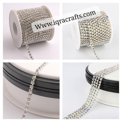  4 Gaz (2 Gaz Each)Super Shinny Crystal Rhinestones DIY Jewellery Silver Color