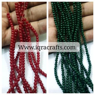 180 Pcs Round Glass Beads 3mm Maroon & Green Craft Sets DIY