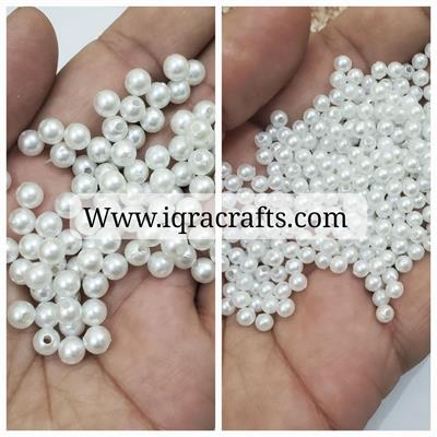 10 gm Round Beads Craft Sets DIY Findins 6mm & 4mm white Color