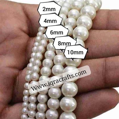 1 Strand Pearl Beads White Off Round Shape Beads 2mm 4mm 6mm 8mm 10mm
