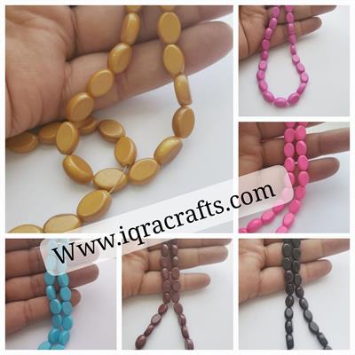  50 Pc Flat Oval Beads DIY, Art Craft In various Colors