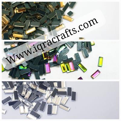 100 Pcs rectangular Mirror Crystals Glass Beads In Silver/Gold 3/6mm Crafts DIY Findings