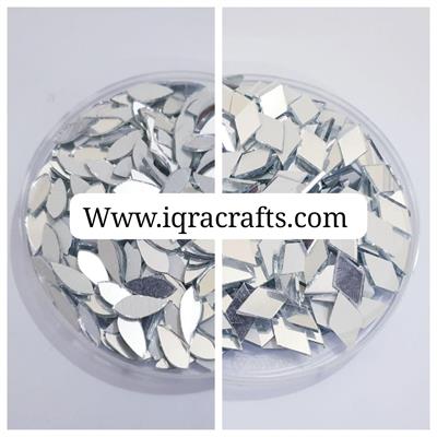 200 Pcs (100 Pcs Each) Dimond & Leaf Shape DIY Small Craft Mirrors