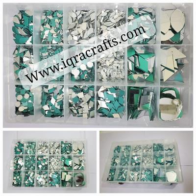 All Type of Mirror Kit for Craft Work,  (18 Shape New Mirror - 4000+ pcs) silver  