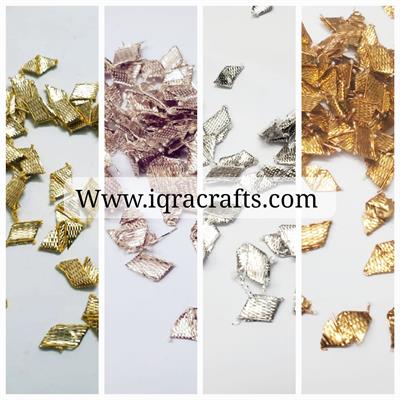 10 gm Rectangular Gota Patti for Decoration Patches 8mm Silver/Gold/Rose Gold & Copper