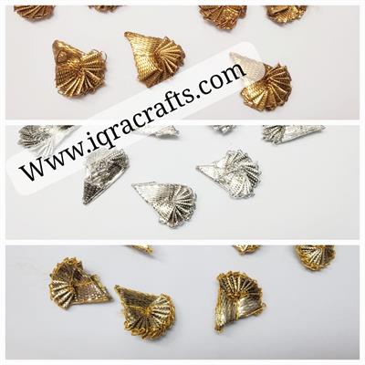 15 Pcs Fan Shape Gota Patti Flowers for Embroidery Decoration and Craft 