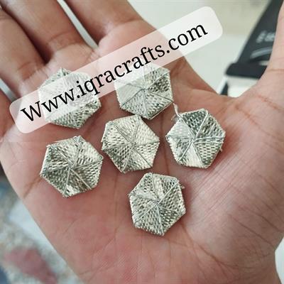 20 Pcs Embroidery Craft Material Gota Patti Silver Flowers (2.3cm)