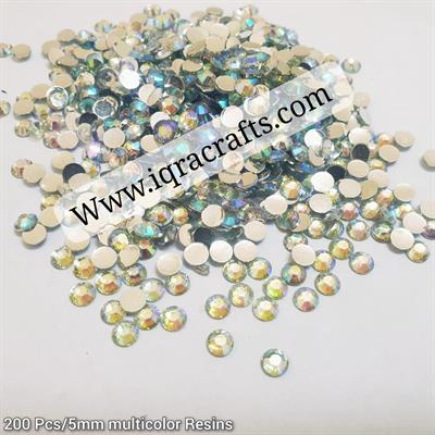 Multicolor 200 Pcs Shiny Kundan Beads DIY Sewing Craft Sets 5mm