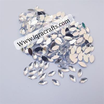 200 Pcs Resin Back Non Hotfix Rhinestone For Clothes Decoration Crafts (8x4mm) White eye