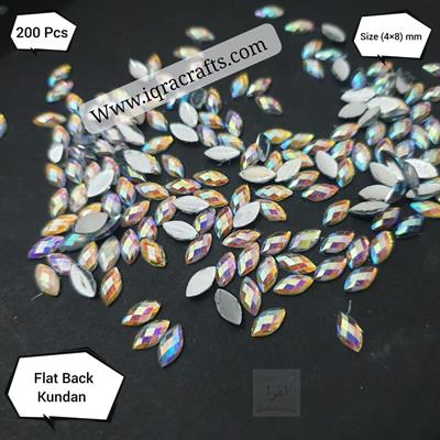 200 Pcs Shiny Eye Shape Multicolored 4*8 mm Size Kundan Beads DIY Sewing Craft Sets