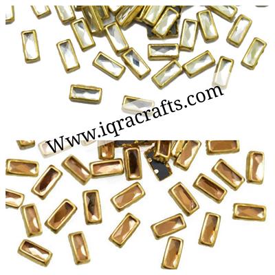50 Pcs, Real Kundan Beads DIY Sewing Jewelry Decoration, Rectangular Shape
