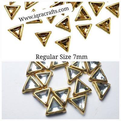 50 Pcs, Real Kundan Beads DIY Sewing Jewelry Decoration, TRIANGLE SIZE 7MM