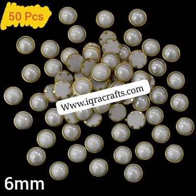 10 gm White Round Kundan Stone for Decoration, Crafts 6mm