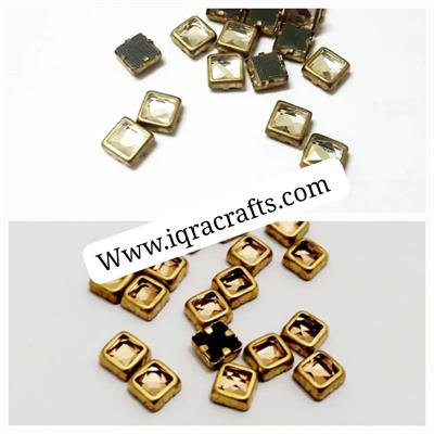 40 Pcs Silver Square Kundan Stone (6x6 mm)