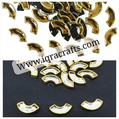 30 Pcs,  Real Kundan Beads DIY Sewing Jewelry Decoration Size C Shape Size, 12X6mm