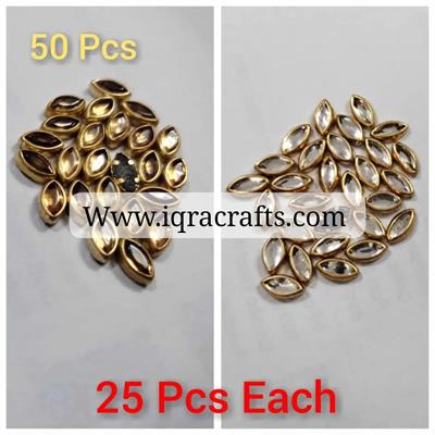 50 Pcs Real Kundan Beads DIY Sewing Jewelry Decoration