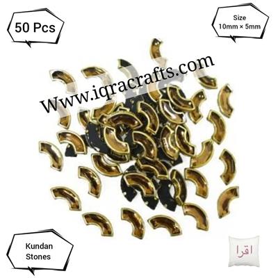 50 Pcs, Real Kundan Beads DIY Sewing Jewelry Decoration, C-Shape SIZE 10x5MM
