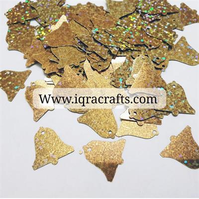 100 Pcs Bell Shaped Sitaray In Gold Color , Beautiful Design Loose Sequins Craft Supplies 1.6 cm