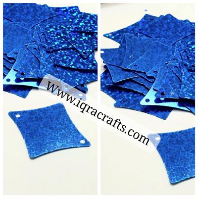 60 Pcs Rhombus Shaped Sitaray In Blue Color , Beautiful Design Loose Sequins Craft Supplies 3.6 cm