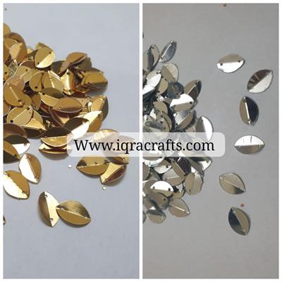 10gm Folded Oval Boat Shape Sitaray Gold & Silver (1.2 cm long), Sequins Craft Supplies DIY