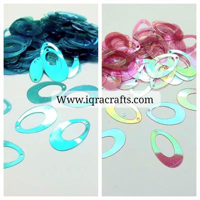 100 Pcs Oval Shape Shell Sitaray in Sea & Red Pinkish Color , Beautiful Design Sequins Craft Making DIY (1.3 x 2.3 cm)